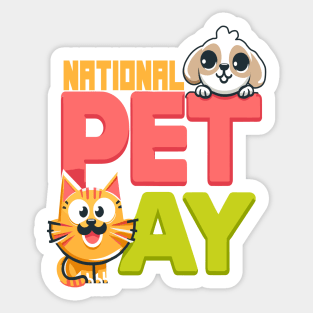 National Pet Day Fun: Cheerful Cat & Dog Sticker